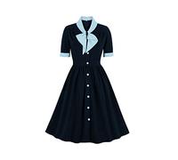 Donna Anni '50 Abito da Cocktail retrò Vintage Manica Corta A Pois Rockabilly Swing Vestito Elegante Abito da Sposa Sera Vestito al Ginocchio Pieghe Gonna Blu Cielo L