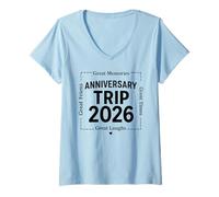 Donna Anniversario 2026 Viaggio Coppie Marito e Moglie Luna di Miele Maglietta con Collo a V