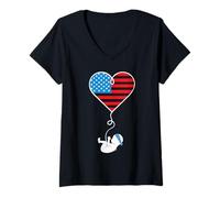 Donna Annuncio di Gravidanza dell'orgoglio Patriottico della Bandiera Americana degli Stati Uniti Maglietta con Collo a V