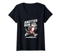 Donna Anotter Run Cute Otter Jogging Appassionato Maglietta con Collo a V