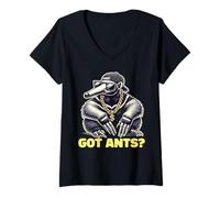 Donna Anteater Aardvark Skater Skateboard Ottenuto Formiche Maglietta con Collo a V