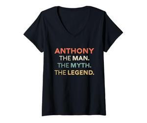 Donna Anthony The Man Il Mito La Leggenda Nome Personalizzato Uomini Maglietta con Collo a V