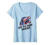 Donna Anti Fascism Frogs Against Fascism Frog off to Fight Fascism Maglietta con Collo a V