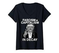 Donna Anti Fascismo Anti Trump Il fascismo è Il capitalismo in decadimento Maglietta con Collo a V