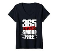 Donna Anti Fumo 365 Days Smoke Free Maglietta con Collo a V