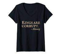 Donna Anti King No Kings - Citazione Divertente della Storia sarcastica Maglietta con Collo a V
