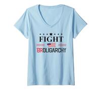Donna Anti Oligarchy Fight Fascism Deport No Kings Save Democracy Maglietta con Collo a V