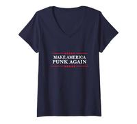 Donna Anti-Trump Apparel & Gifts: Make America Punk Again Maglietta con Collo a V