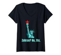 Donna Anti Zohran Mamdani No Mamdani NYC Umorismo politico Meme Joke Maglietta con Collo a V