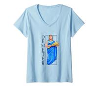 Donna Antica dea con spighe di Grano - Demetra Maglietta con Collo a V