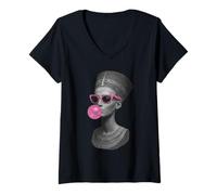 Donna Antica Regina Nefertiti Maglietta con Collo a V
