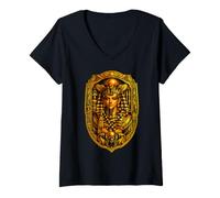 Donna Antico Egitto Faraone Oro Graphic Shirt Museo Amante Egitto Maglietta con Collo a V