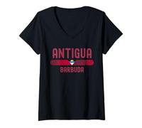 Donna Antigua & Barbuda Flag | Antiguan Vintage Distressed Maglietta con Collo a V
