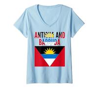 Donna Antiguan - Bandiera del Paese di Antigua e Barbuda Maglietta con Collo a V