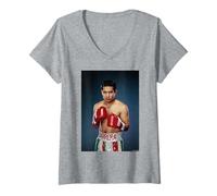 Donna Antonio Barrera Marco Boxer Professionale di Michael Grecco Maglietta con Collo a V