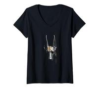 Donna Anubis Head Antico Egitto Dio Arte Maglietta con Collo a V