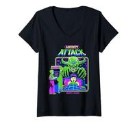 Donna Anxiety Attack Sarcastic Retro Vintage Funny Adult Humor Maglietta con Collo a V