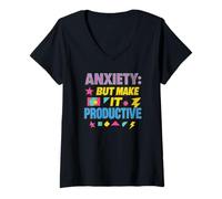 Donna Anxiety But Make It Productive T 90s Tee - Maglietta per uomo e donna Maglietta con Collo a V