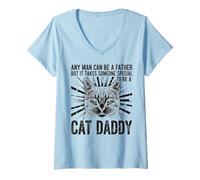 Donna Any Man Father But It Takes Someone Special To Be Cat Daddy Maglietta con Collo a V