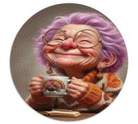 Donna anziana sorridente Puzzle per Adulti Rotondo 1000 Pezzi Ritratto accogliente