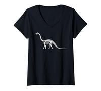 Donna Apatosauro Scheletro Fossile Dinosauro Paleontologo Dino Maglietta con Collo a V