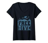 Donna Apnea Diving Ocean Immersione Gratuita Maglietta con Collo a V