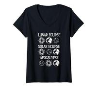 Donna Apocalisse dell'eclissi solare dell'eclissi lun Maglietta con Collo a V