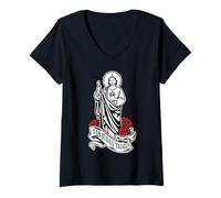 Donna Apóstol San Judas Tadeo Santo milagroso Intercesor Maglietta con Collo a V