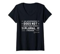 Donna Apostrophe Grammar Joke Regole Plurali per Insegnanti di Inglese Maglietta con Collo a V