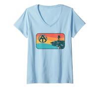 Donna Appalachian Trail Retro McAfee's Knob Hiking Maglietta con Collo a V
