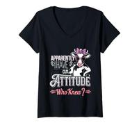 Donna Apparently I Have An Attitude Who Knew Impertinente --- Maglietta con Collo a V