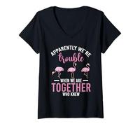 Donna Apparently We’re Trouble Together Funny Friends Gift Maglietta con Collo a V
