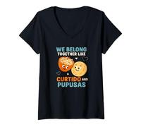 Donna Appartenere Insieme Come Curtido e Pupusas Divertente Maglietta con Collo a V