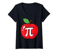 Donna Apple Pi Divertente Pi Day Apple Pi Maglietta con Collo a V