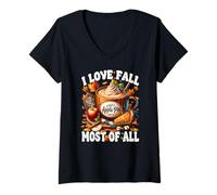 Donna Apple Pie Coffee Mug for Autumn I Love Fall Most of all Maglietta con Collo a V