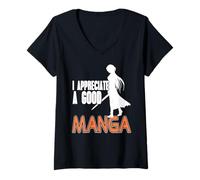 Donna Apprezzo un Buon Manga Fan Samurai Anime Maglietta con Collo a V