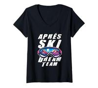Donna Apres Ski Dream Team | Ski Party | Occhiali da Sci Maglietta con Collo a V