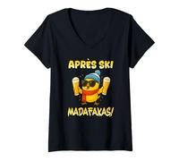 Donna Après Ski Party - Anatra in Vacanza sulla Neve Maglietta con Collo a V