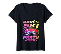 Donna Apres Ski Party Crew | Citazione della Squadra di Sci Maglietta con Collo a V