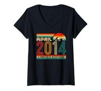 Donna April 2014 Limited Edition Classic 2014 Vintage Birthday Maglietta con Collo a V