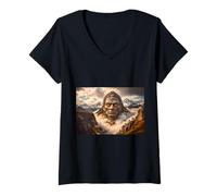 Donna APU Inca Mitologia Spiriti montani Guardiani Pietra Maglietta con Collo a V