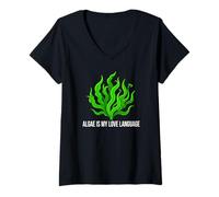 Donna Aquarist Marine Biologist Algae Is My Love Language Maglietta con Collo a V