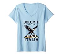 Donna Aquila Dolomiti Italia Vintage Maglietta con Collo a V