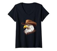Donna Aquila in volo con cappello da cowboy per un outfit fresco Maglietta con Collo a V