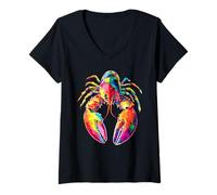 Donna Aragosta Crostacei Granchio Grande Lobster Aragosta Dolce Maglietta con Collo a V