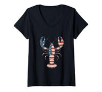 Donna Aragosta, Frutti di Mare, Gamberi Maglietta con Collo a V