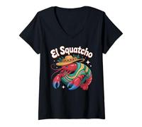 Donna Aragosta rossa El Squatcho Poncho Aragosta Western Lobster Maglietta con Collo a V