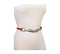 Donna Arancione California Moda Cintura Metallo Argento Catena Lizard Charm XS S