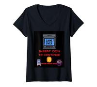 Donna Arcade Insert Coin Maglietta con Collo a V