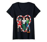 Donna Archie Comics Betty Veronica Candy Cane Heart Maglietta con Collo a V